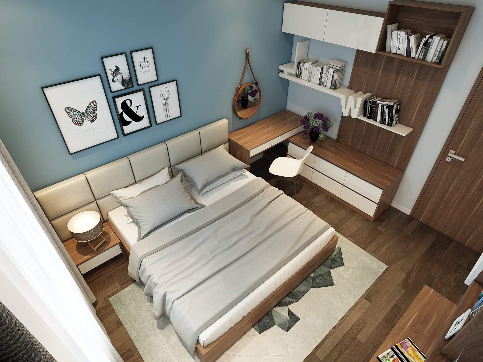 Phòng ngủ được thiết kế đơn giản